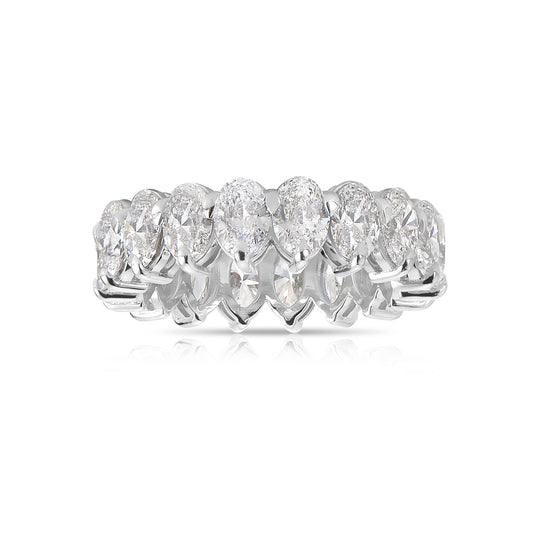 Oval eternity ring. 5 carat oval eternity ring. Diamond wedding band. White diamond ring.