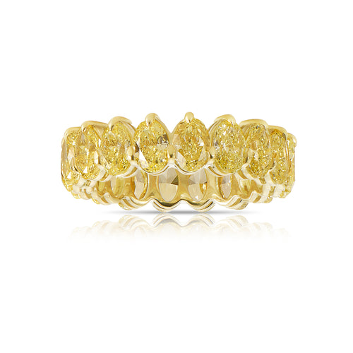 Oval diamond eternity ring. Yellow diamond oval eternity ring. Yellow diamond band. Canary diamond band. Yellow oval diamonds. Fancy yellow oval diamond ring. Yellow diamond stackable rings. 