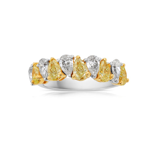 Alternating Fancy Yellow and White Diamond Eternity Band