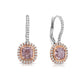 Light pink diamond cushion earrings. Natural pink diamonds. Gia certified pink diamonds. Pink diamond earrings. Pink diamond jewelry. Fancy pink diamonds.