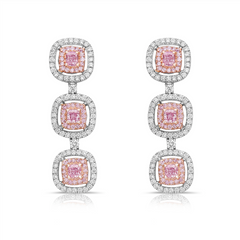 Natura light pink diamond earrings. Light pink earrings. Natural light pink diamond earrings. Gia certified light pink diamond earrings. Natural pink diamonds.