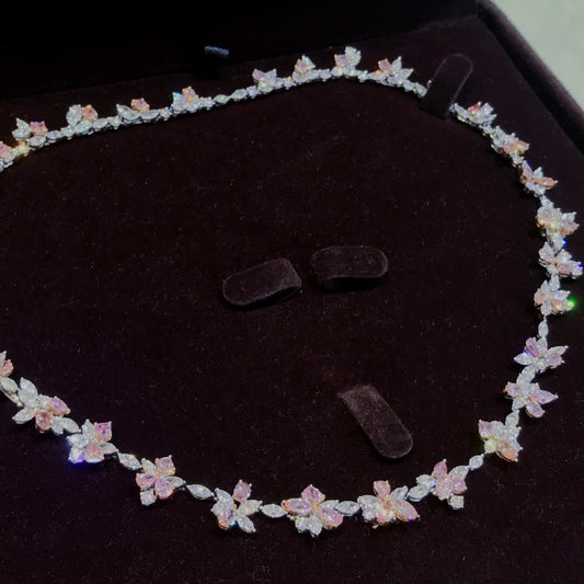21.66 Carat Fancy Pink Diamond Necklace and Bracelet Set
