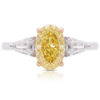 Royal Radiant Natural Yellow Elongated Diamond Ring, GIA Certified.