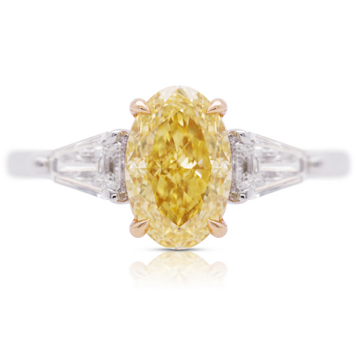 Royal Radiant Natural Yellow Elongated Diamond Ring, GIA Certified.