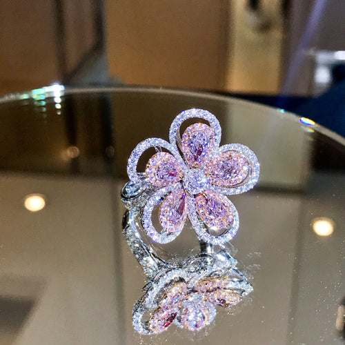 1.50 Carat Pink Diamond Flower Ring