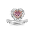 Unique pink diamond ring. pink hear diamond ring. pink diamond jewelry.