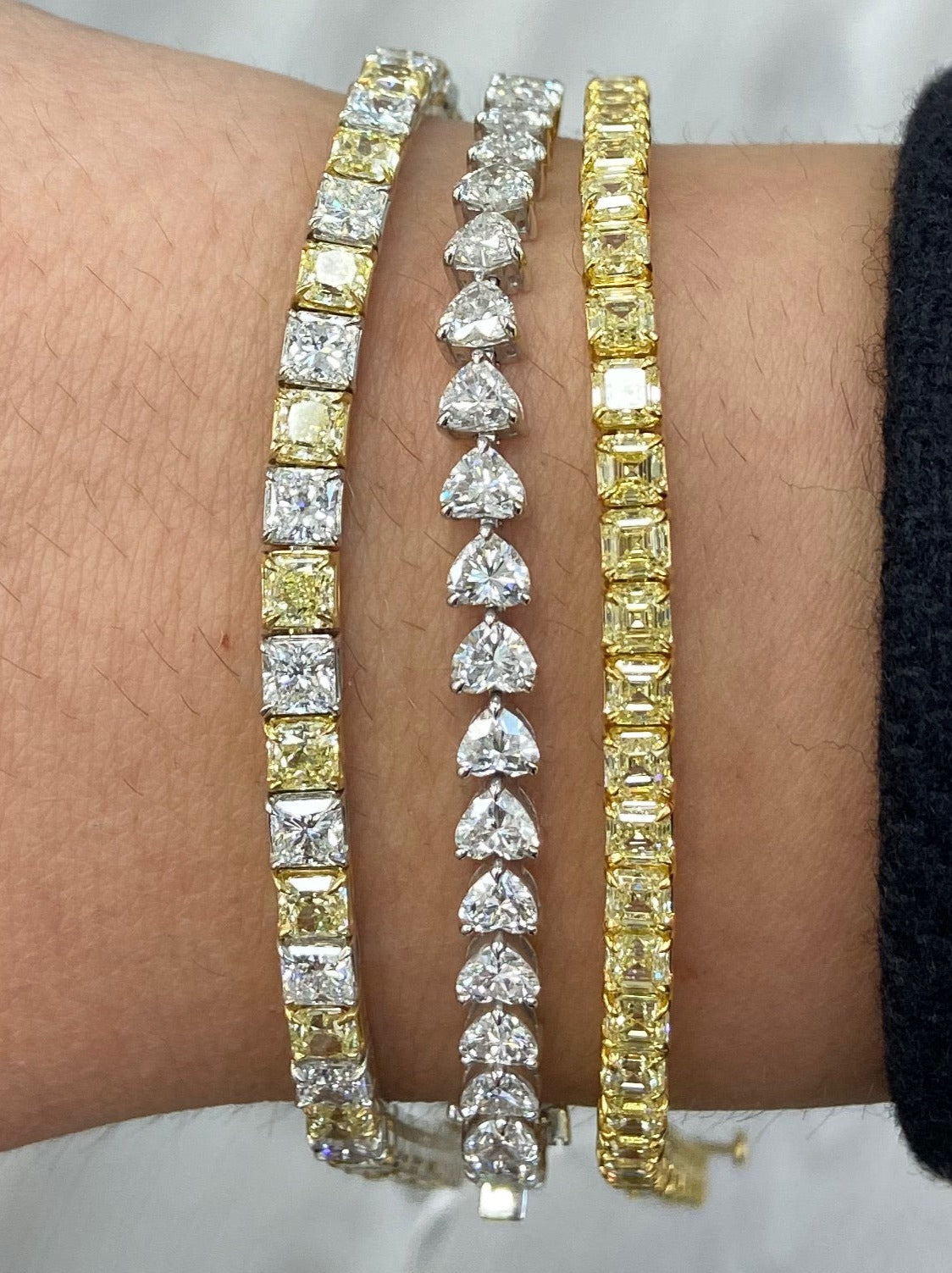 asscher cut diamonds. yellow asscher cut diamonds. tennis bracelets