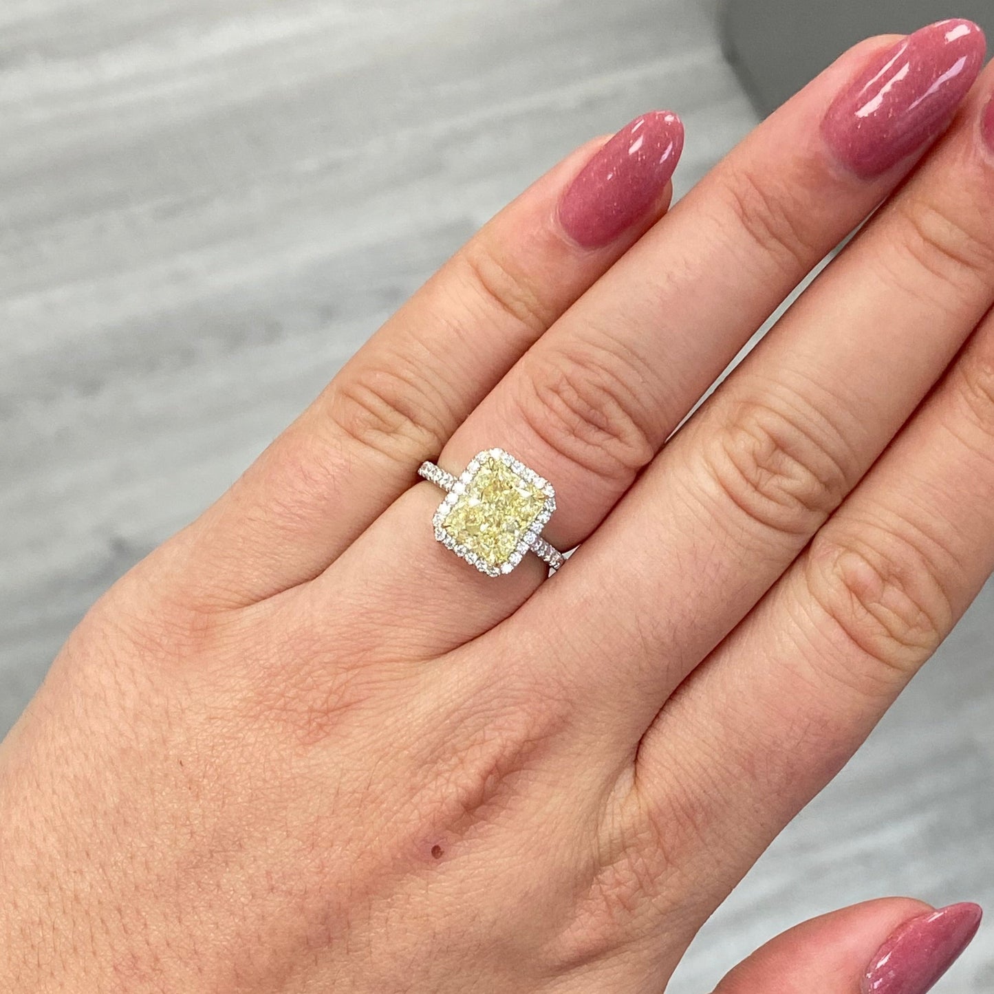 Light yellow diamond ring. Light yellow diamond. Yellow diamond engagement ring. Yellow diamond jewelry. Gia certified yellow diamonds