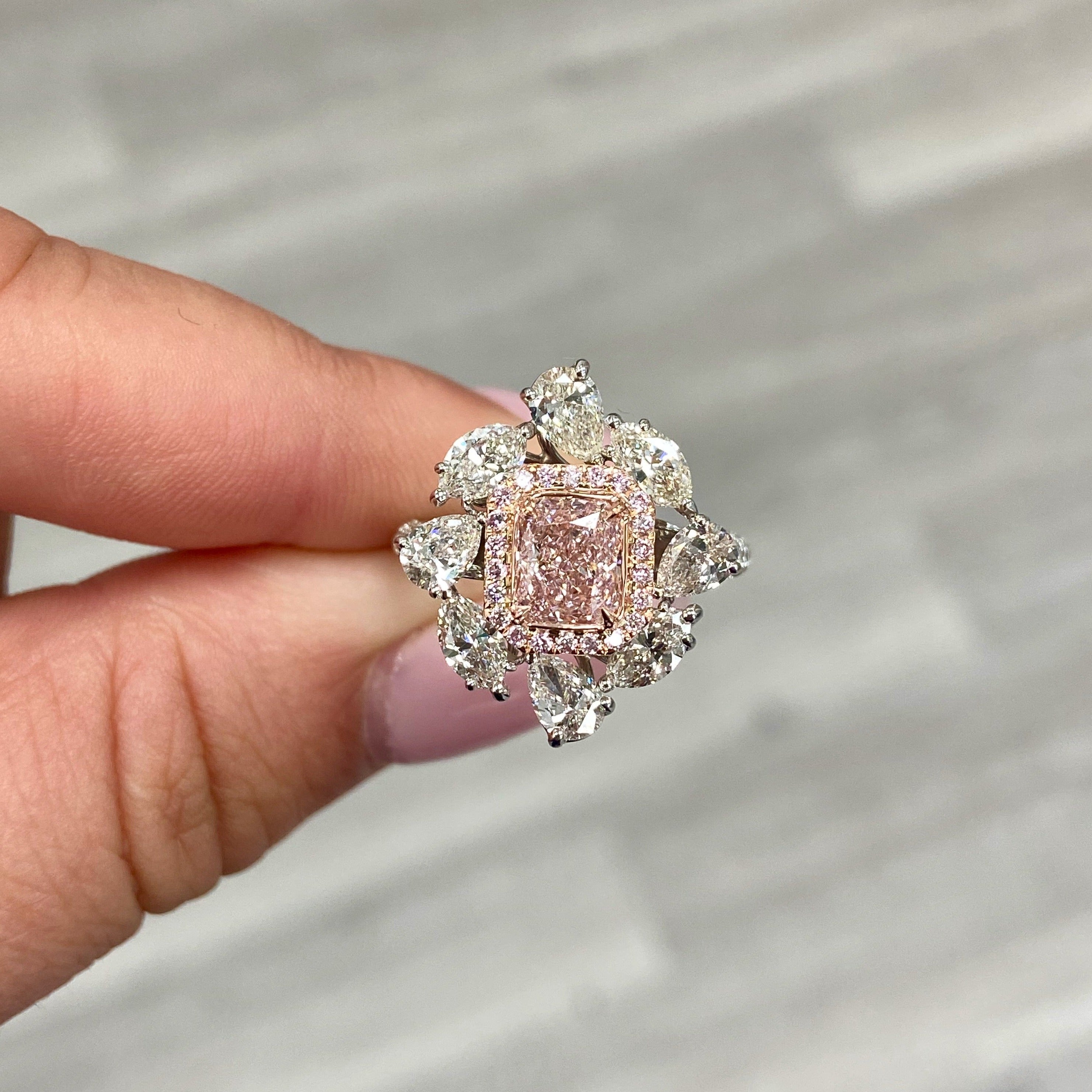 1.00ct Very Light Pink Radiant Diamond Ring