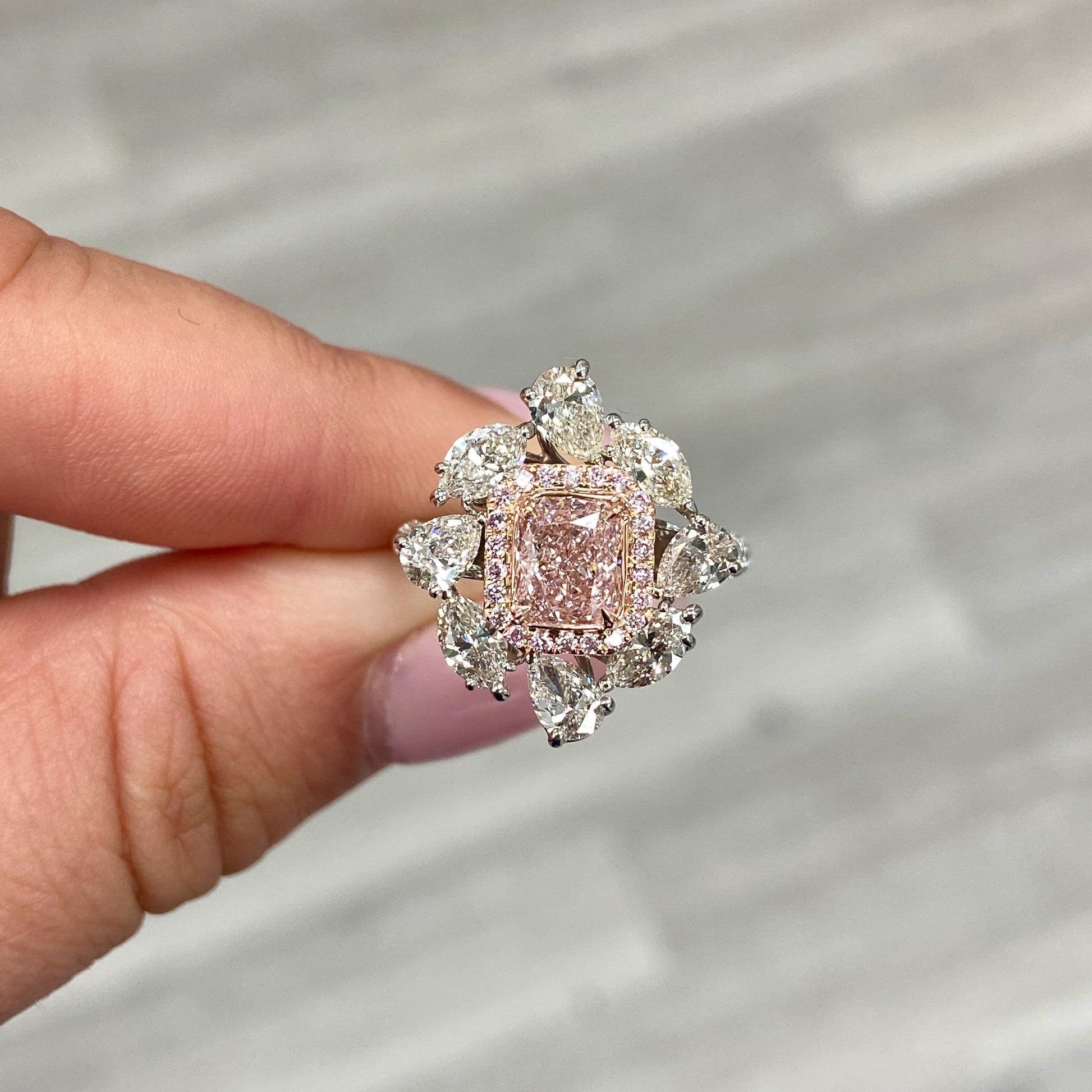 GIA certified light pink diamond ring. Pink diamond ring. Pink diamond.