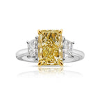 Old money elongated radiant cut yellow diamond ring, GIA certified. 