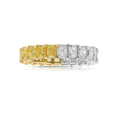 Wear two ways diamond eternity band. Undecided eternity ring. Diamond eternity ring. Fancy yellow and white alternating eternity band. Alternating diamond ring.