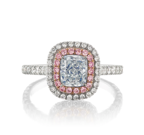Royal blue elongated diamond ring. blue diamond cushion cut, GIA certified. 