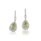 Royal Natural Light Green Elongated Diamond Earrings, GIA Certified.