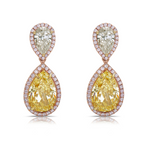 Fancy yellow diamond pear shape earrings.  yellow diamond drop earrings. diamond earrings.