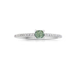 Natural Radiant Green Elongated Diamond Stackable Ring, GIA Certified. 