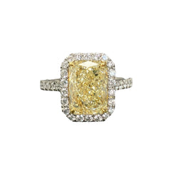Fancy light yellow diamond. long radiant yellow diamond. long radiant, GIA certified.
