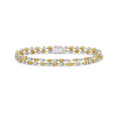 Fancy intense yellow diamond bracelet. Yellow diamond multi shape bracelet. Yellow diamond tennis bracelet. Canary diamond bracelet. Yellow diamond mutl shape. Natural yellow diamond bracelet.