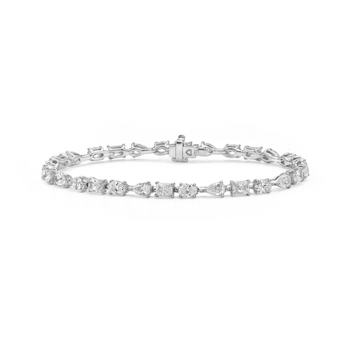 Elegant white diamond bracelet. mix shape white diamond bracelet.