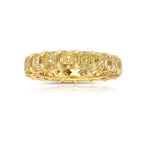 Fancy yellow diamond asscher cut eternity band. asscher cut diamonds. yellow asscher cut diamonds. Diamond eternity ring. Diamond wedding band. Yellow diamond jewelry. 