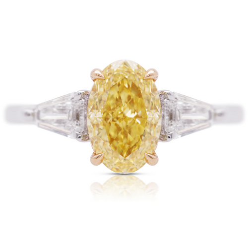 2.02ct Fancy Intense Yellow Oval Diamond Ring