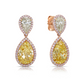 yellow diamond earrings. yellow diamond pear shape earrings.  yellow diamond drop earrings. diamond earrings.