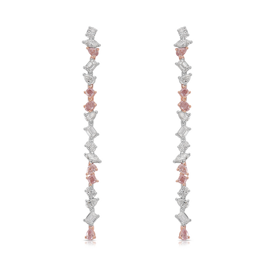 Pink diamond bracelet. Pink diamond earrings. Simple diamond earrings. Multi shape diamond earrings.
