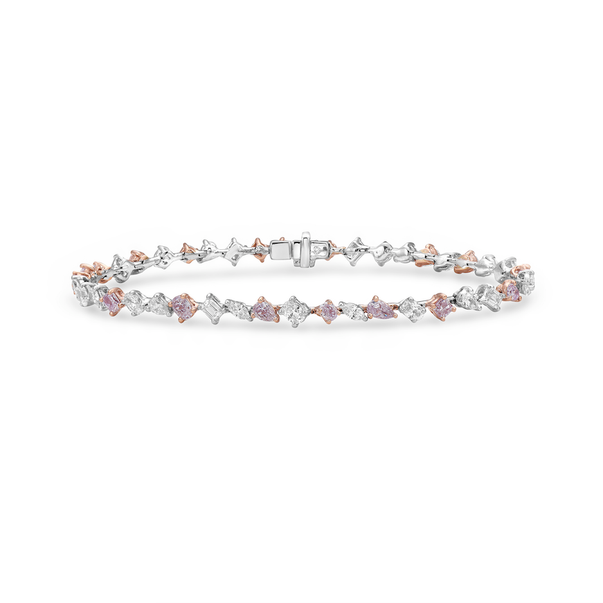 3.87ct Pink & White Multi-shape Diamond Bracelet