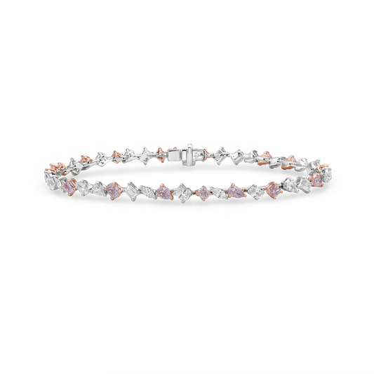 Pink diamond bracelet. pink diamond pear shape bracelet. Pink tennis bracelet. Natural pink diamond bracelet.