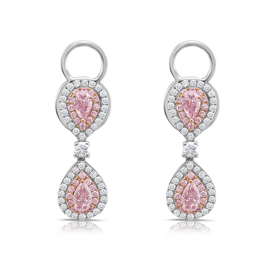 pink diamond earrings. pink pear shape diamonds. pink diamonds