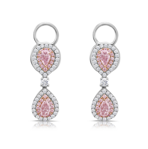 pink diamond earrings. pink pear shape diamonds. pink diamonds