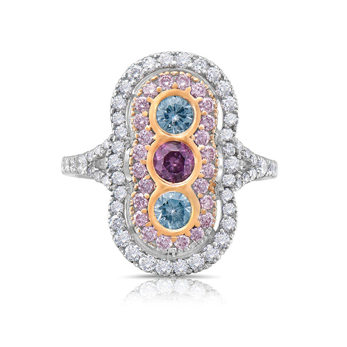 Pink diamond ring. pink diamond cushion. light pink diamond. Blue diamond ring. Pink diamond jewelry. Blue diamond jewelry.