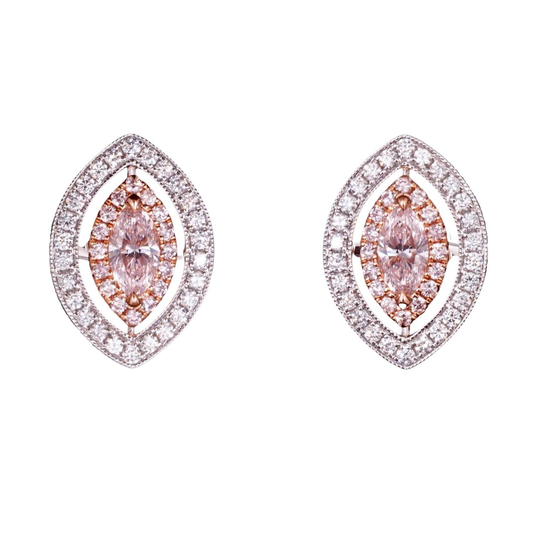 Pink Diamond Earrings. natural pink diamond. pink diamond jewelry.