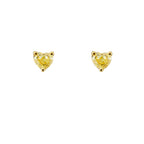 Unique Yellow diamond hearts. Yellow diamond studs. Yellow diamond earrings. Heart diamond earrings.