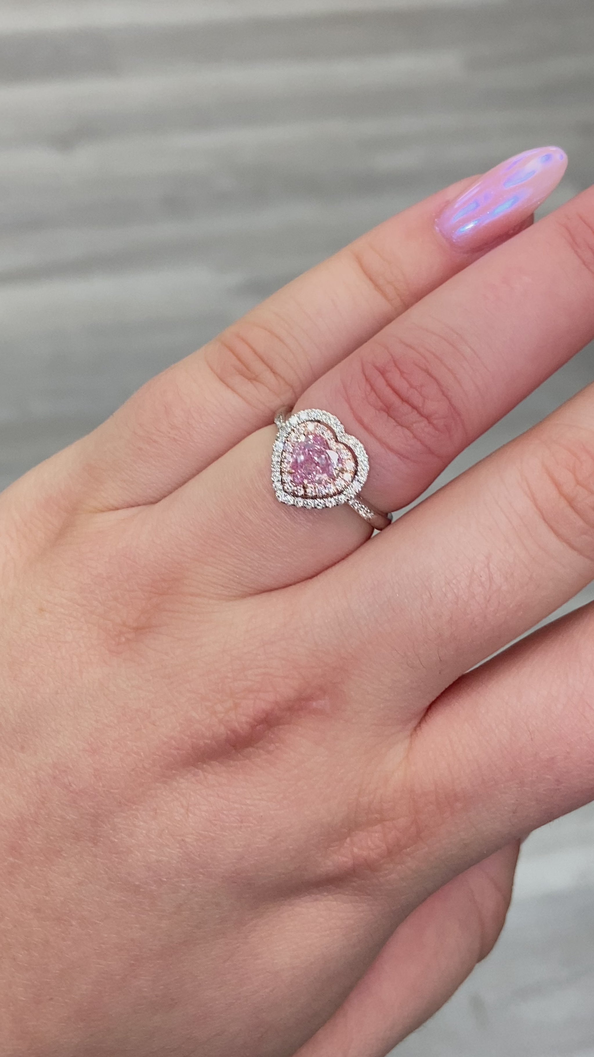 Pink diamond heart shape ring. 1.06 Carat Light Pinkish Brown Heart Shape Diamond SI1 Clarity  Surrounded by 0.42 Carat of Whites Handmade in 18k Gold Handmade in NYC GIA Certified Diamond