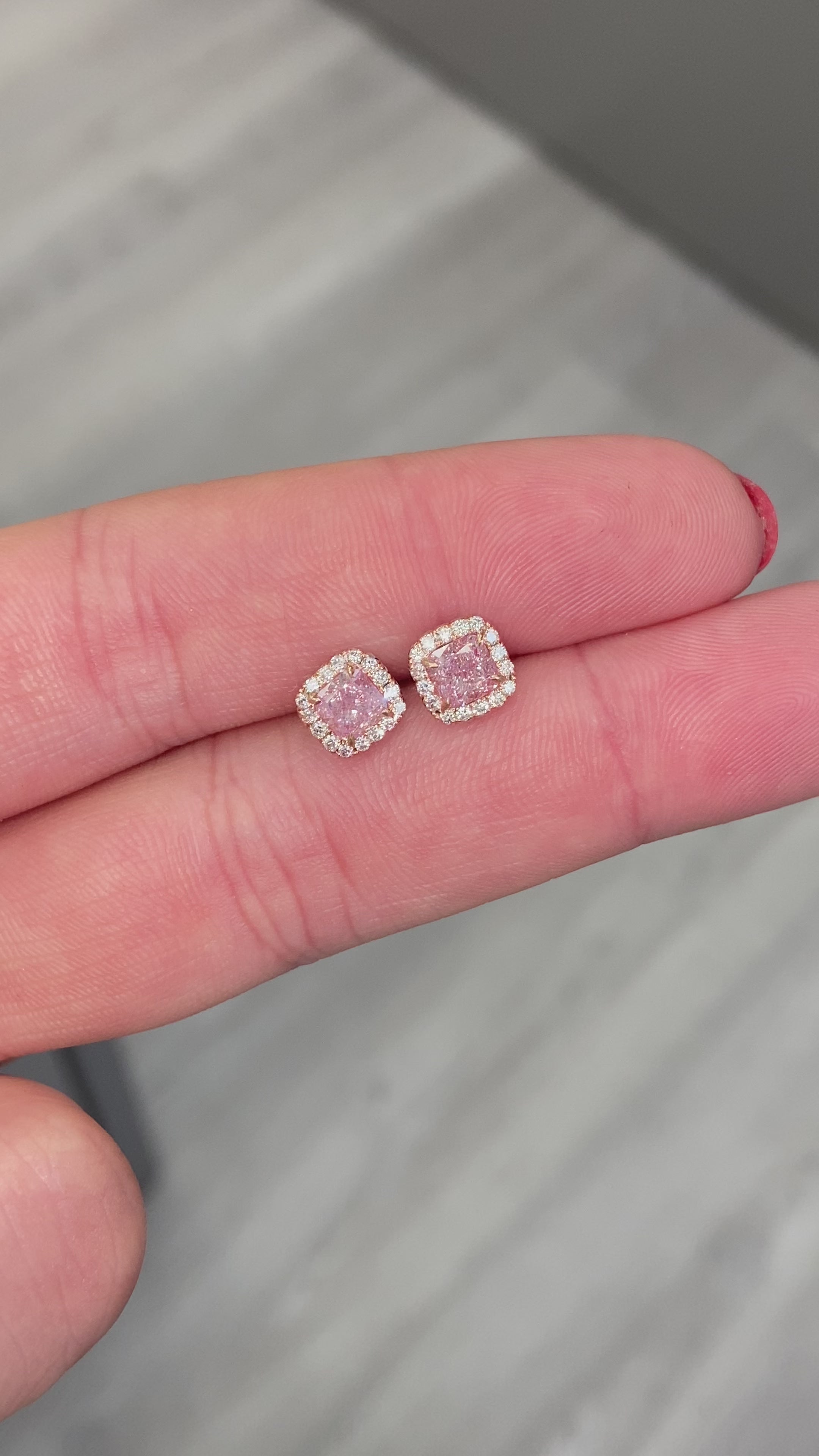 1.05ct Light Pink Diamond Earrings