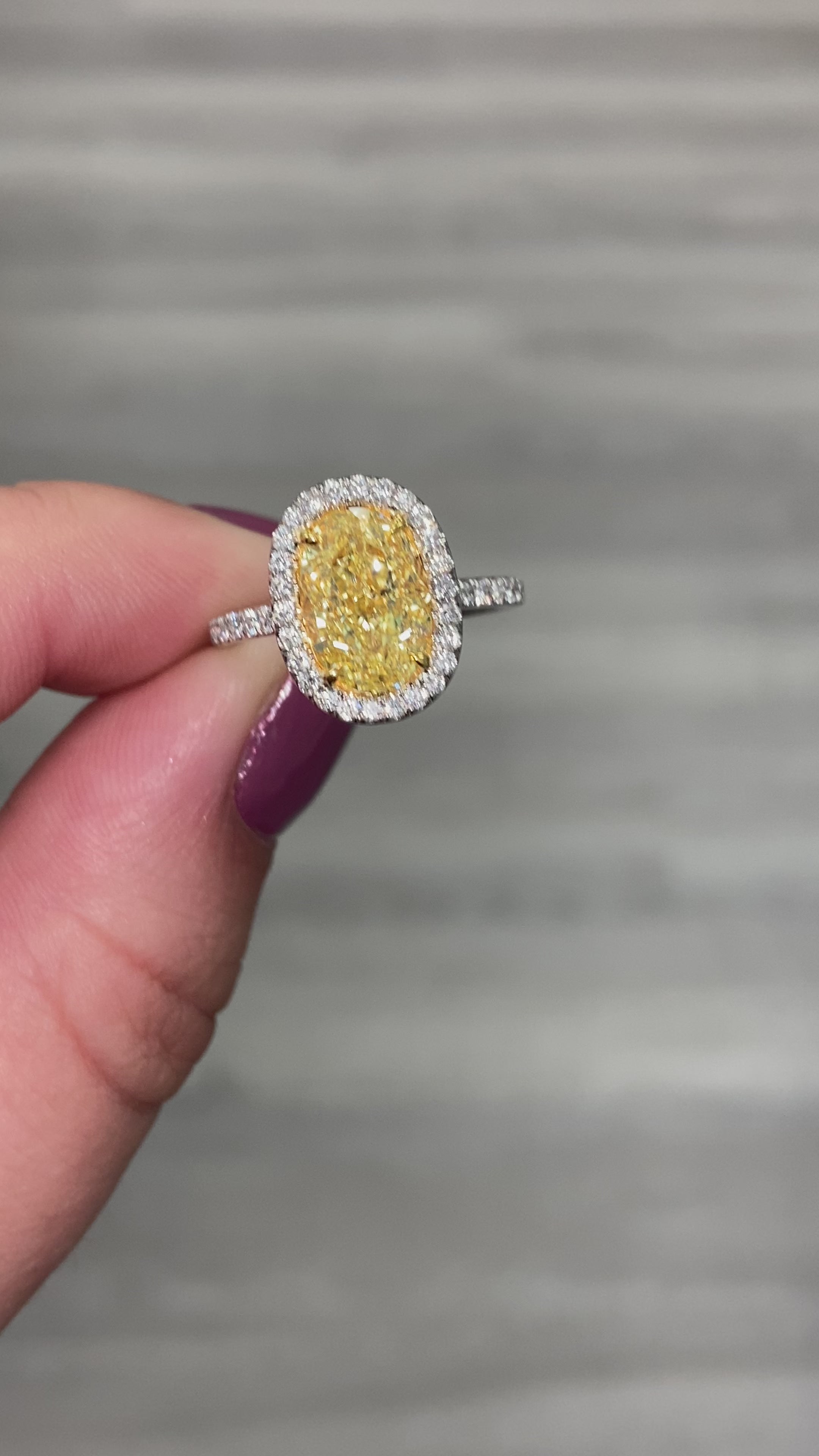 3.04ct Fancy Yellow Oval Diamond Ring