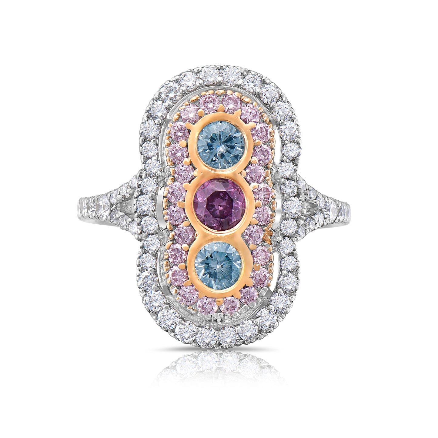 pink diamond ring. pink diamond cushion. light pink diamond. Blue diamond ring. Pink diamond jewelry. Blue diamond jewelry.