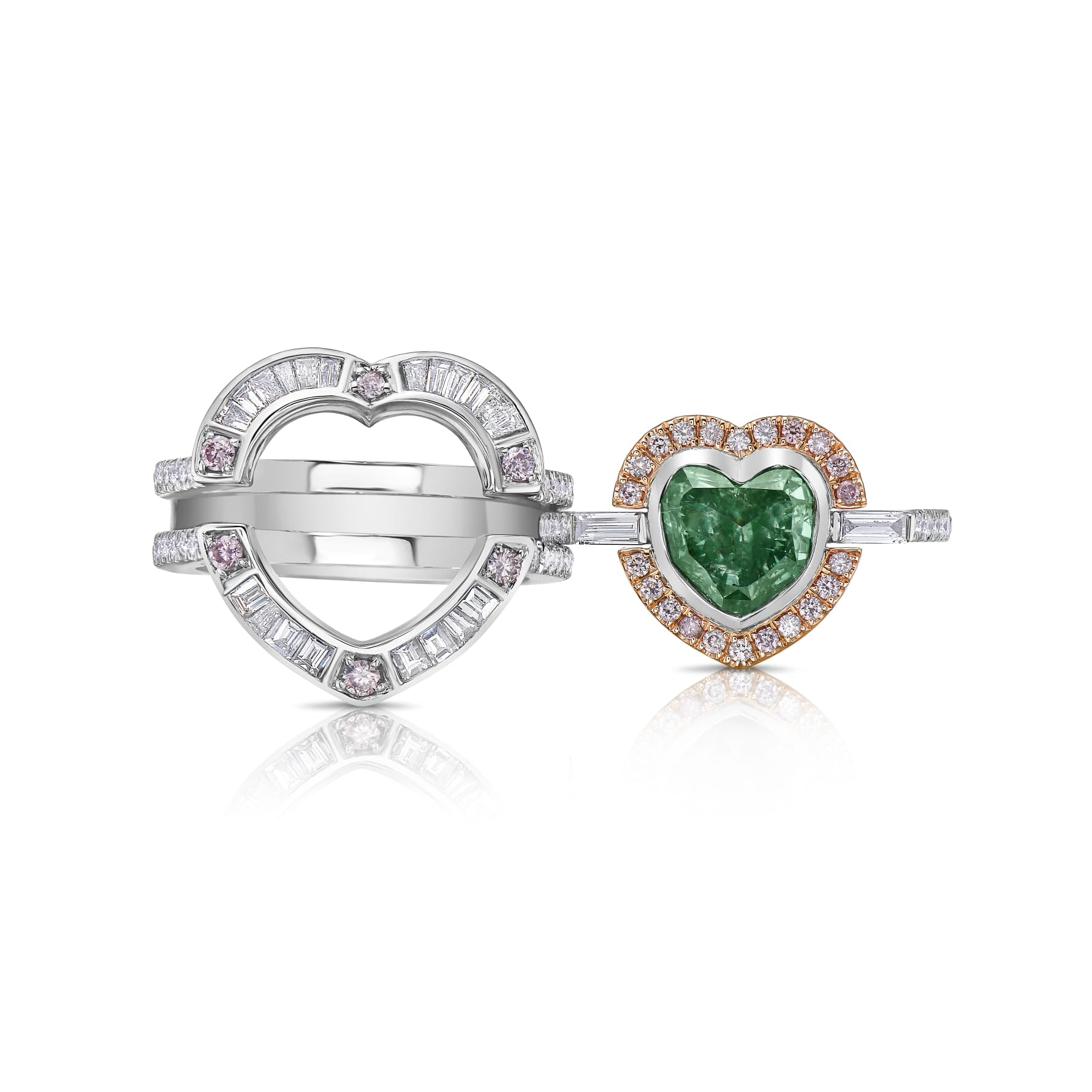 2.00ct GIA Fancy Intense Green Heart Shape Diamond Ring
