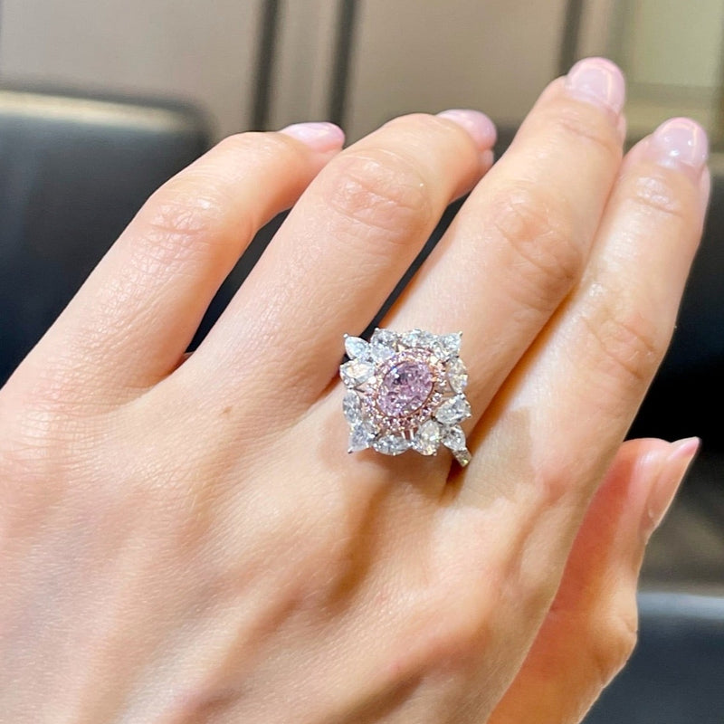 1ct Fancy Light Pink Oval Diamond Ring