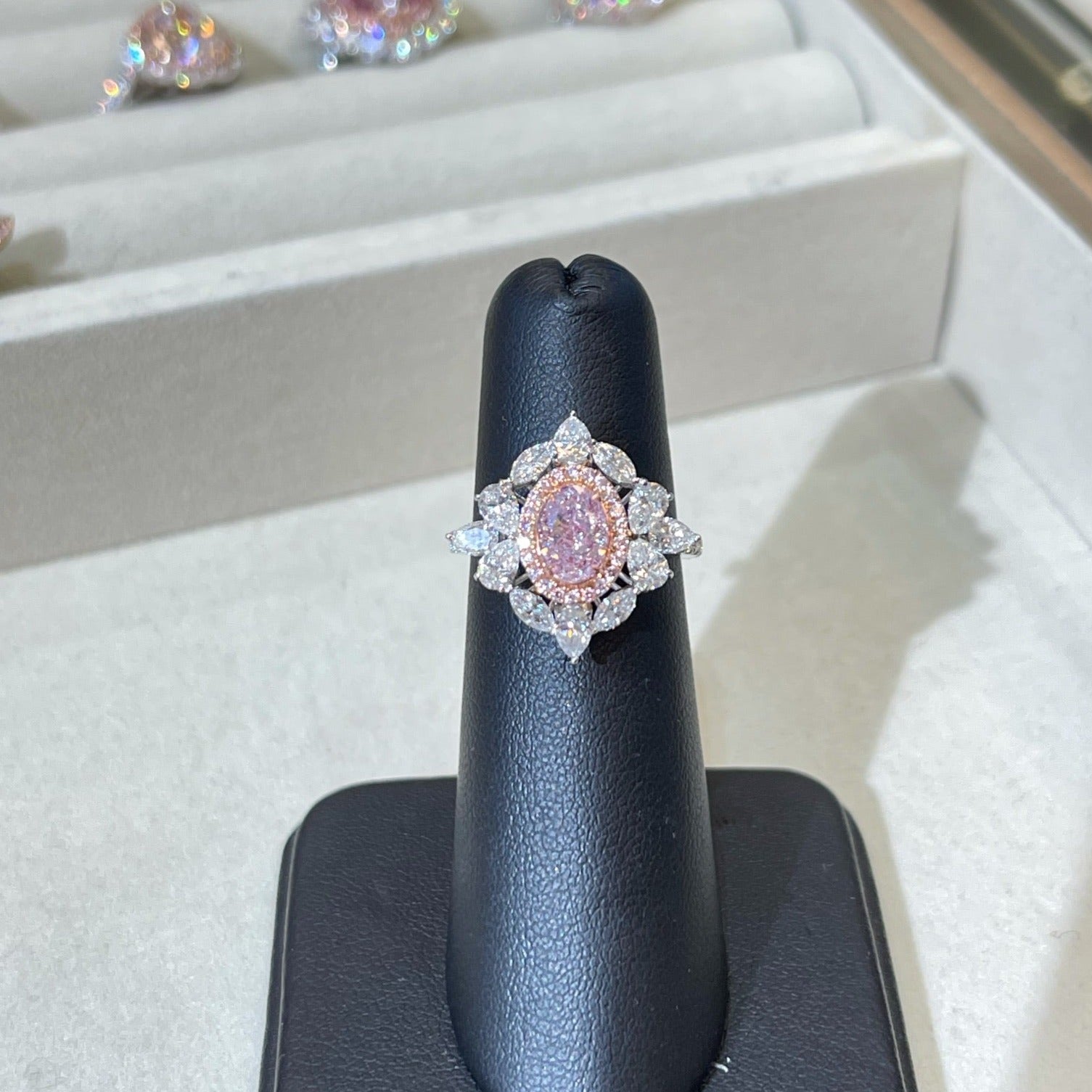 1.00ct Pink Oval Diamond Ring