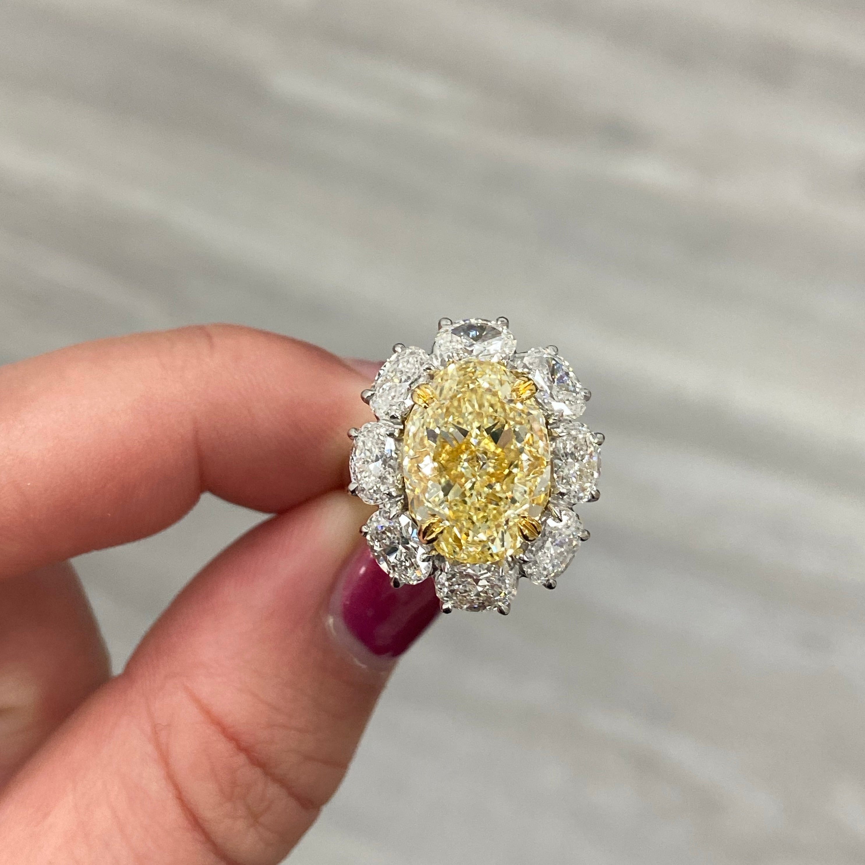 7.10ct GIA Fancy Light Yellow Diamond Ring