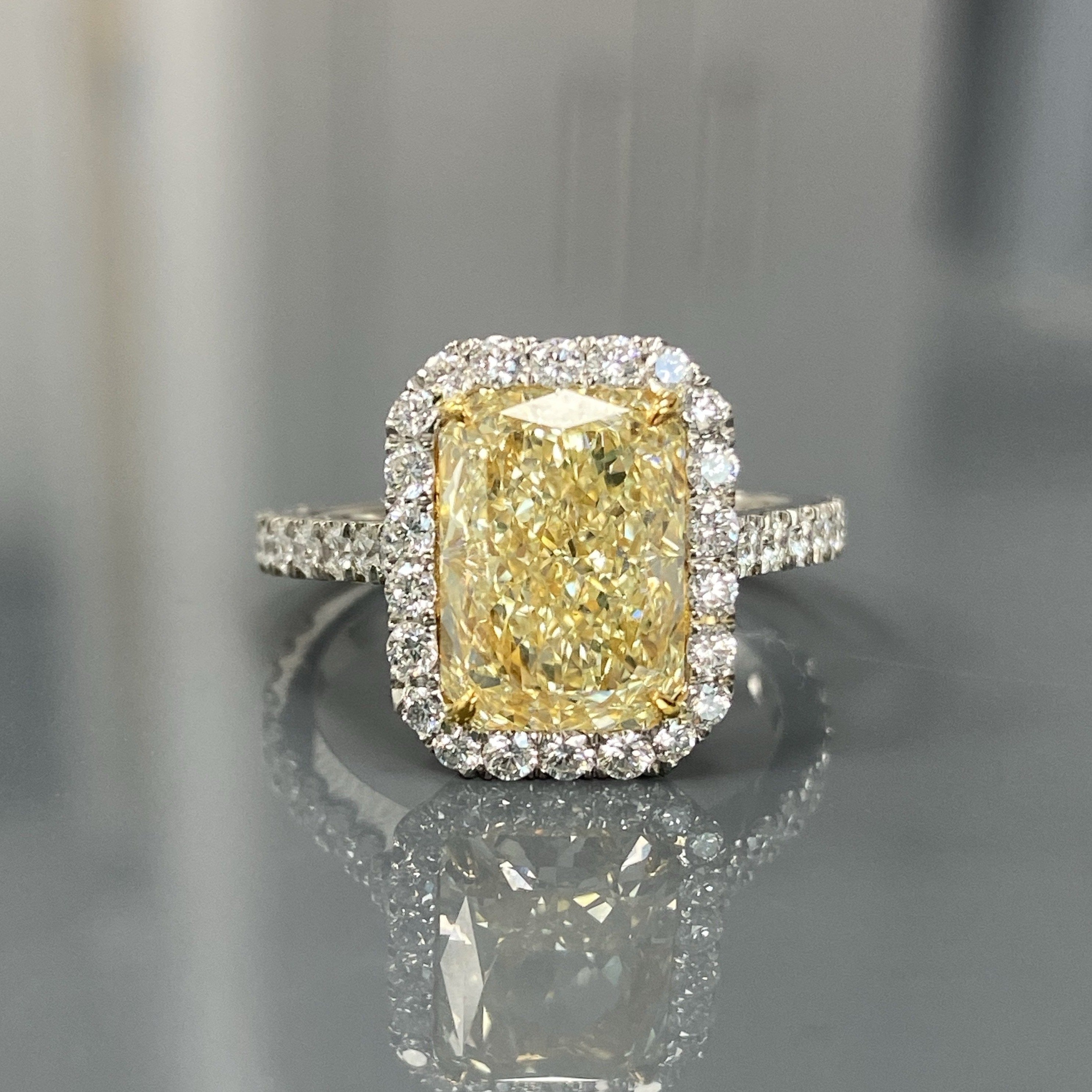 4.0ct GIA Yellow Radiant Diamond Ring