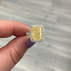 6.01ct Light Yellow Cushion Diamond Ring