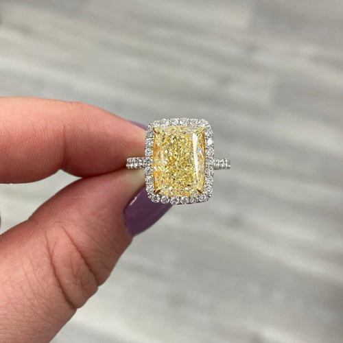 Old Money Radiant Yellow Diamond Engagement Ring, GIA Certified. 