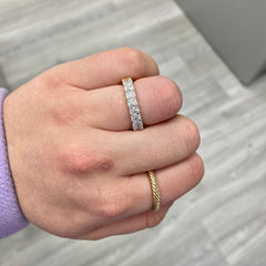 Wear two ways diamond eternity band. Undecided eternity ring. Diamond eternity ring. Fancy yellow and white alternating eternity band. Alternating diamond ring.