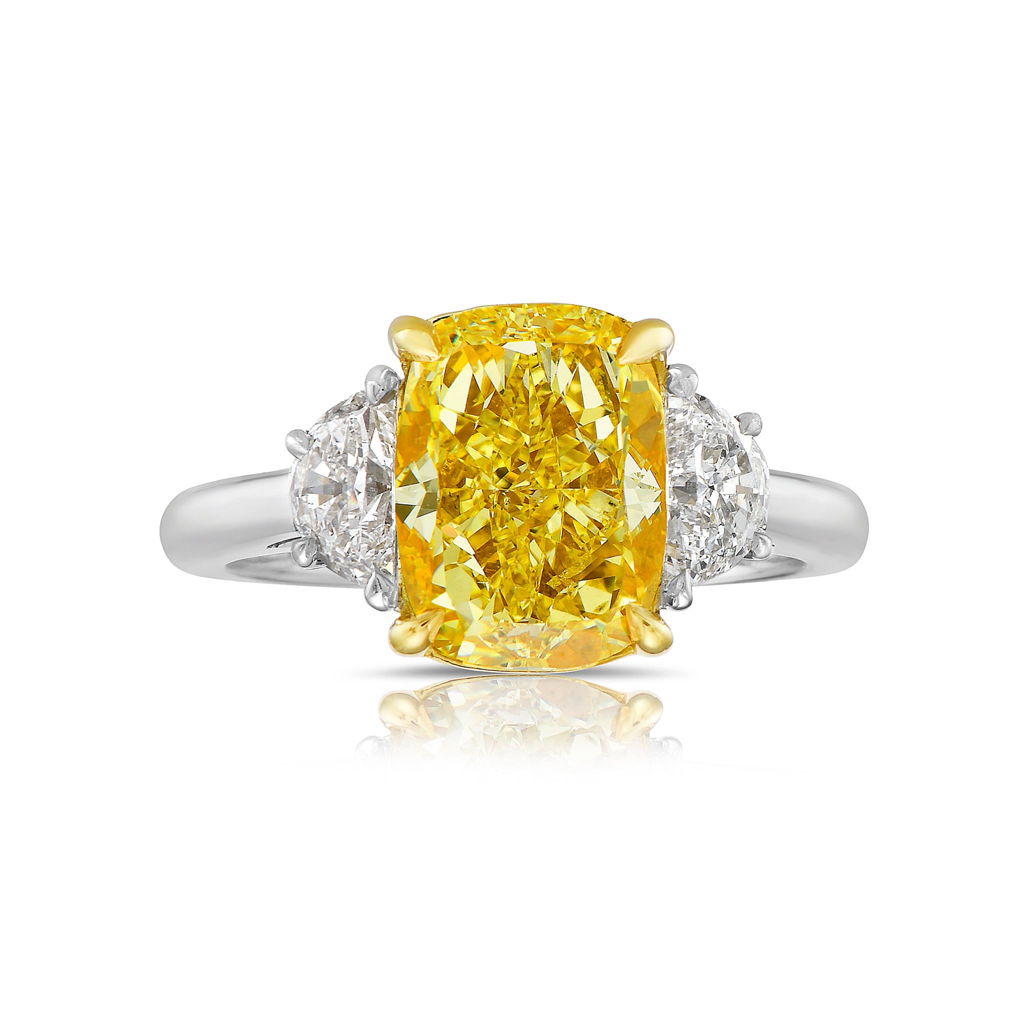 5.01ct Cushion Fancy Yellow Diamond Ring
