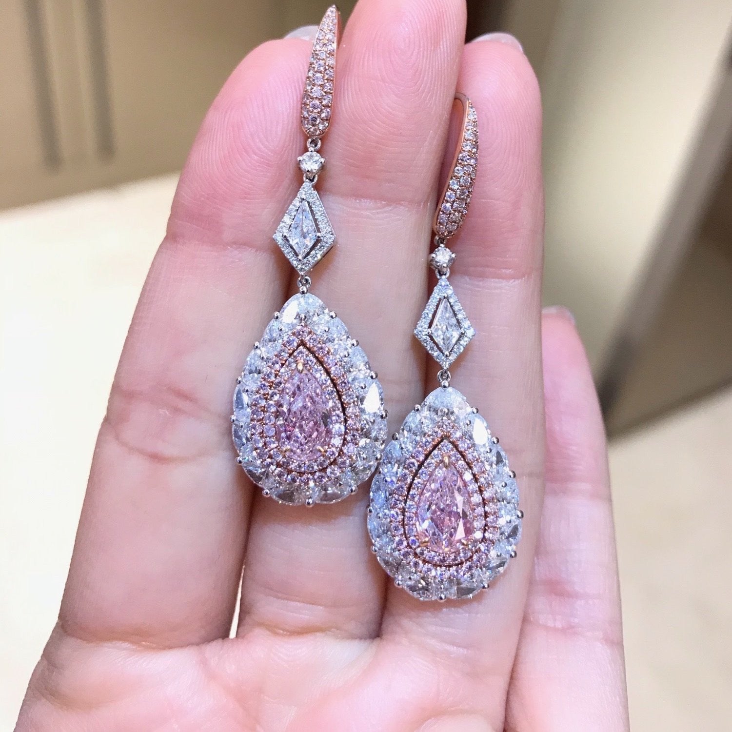 6ct GIA VS Faint Pink Diamond Earrings