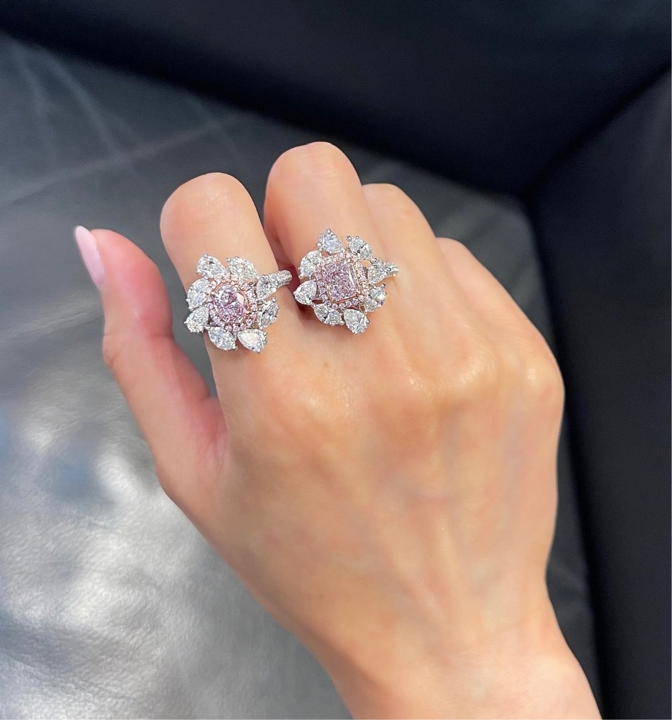 GIA certified light pink diamond ring. Pink diamond ring. Pink diamond.