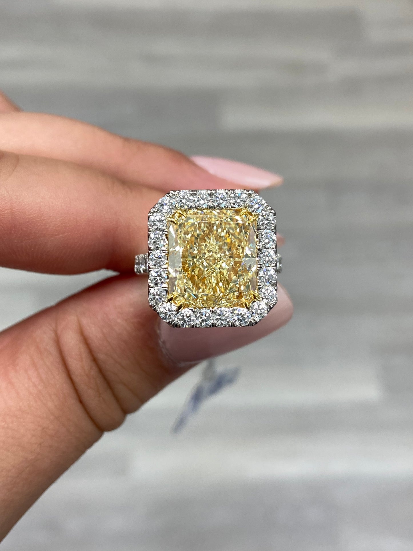 6.80ct GIA Light Yellow Diamond Ring
